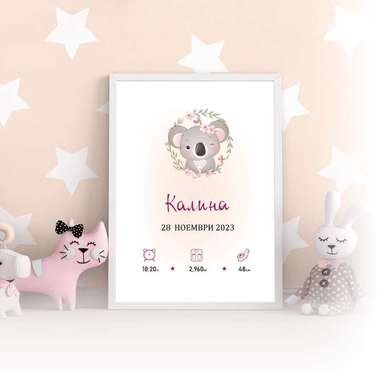 Бебешка визитка "Коала"